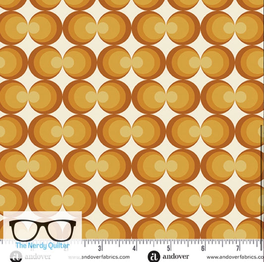 Birdie Orbs in Ginger by Libs Elliott for Andover A-1137-O - Sold by the Half Yard