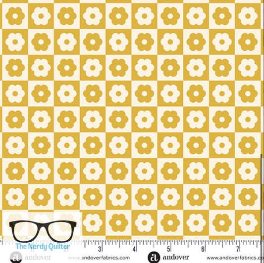 Birdie Checker Bloom in Mellow by Libs Elliott for Andover A-1138-Y - Sold by the Half Yard
