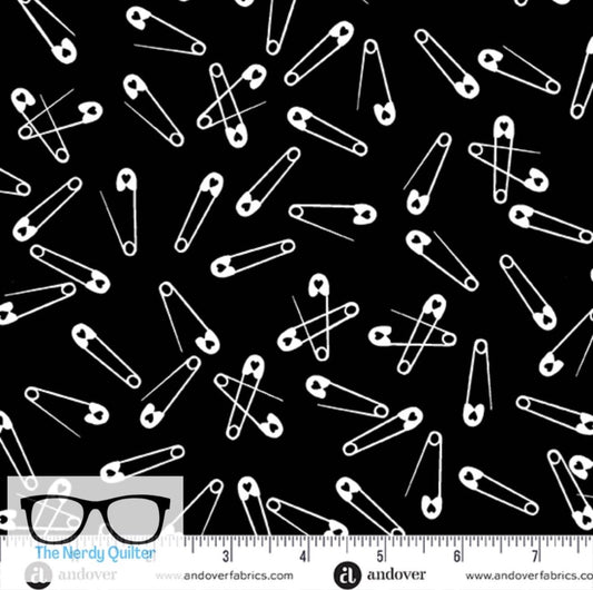 Iconic Pins in Leather by Libs Elliott for Andover A-1226-K - Sold by the Half Yard