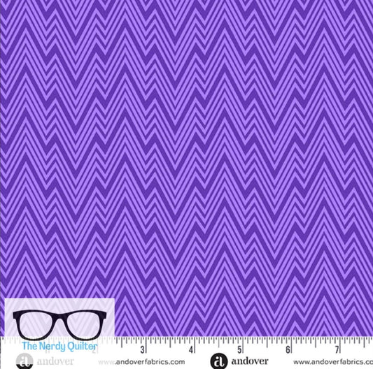 Preorder: Perfect Day Zigziig in Purple by Libs Elliott for Andover A-10221-P - Sold by the Half Yard