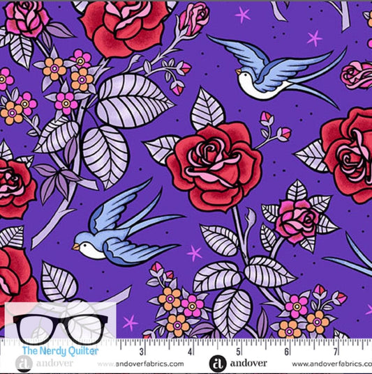 Preorder: Perfect Day in Purple by Libs Elliott for Andover A-10217-B - Sold by the Half Yard