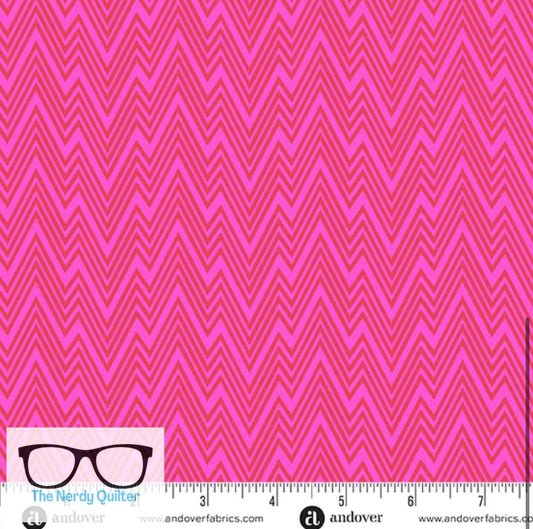Preorder: Perfect Day Zigziig in Pink by Libs Elliott for Andover A-10221-E - Sold by the Half Yard