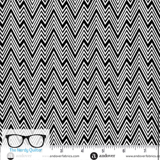 Preorder: Perfect Day Zigziig in Black by Libs Elliott for Andover A-10221-K - Sold by the Half Yard