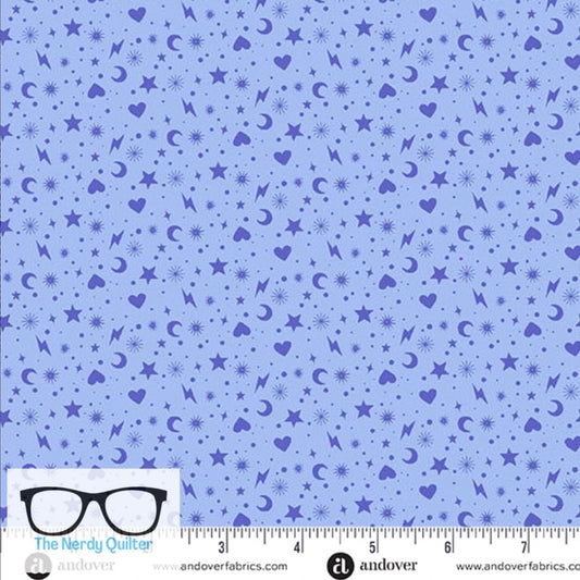 Preorder: Perfect Day Charm Toss in Blue by Libs Elliott for Andover A-10223-B - Sold by the Half Yard