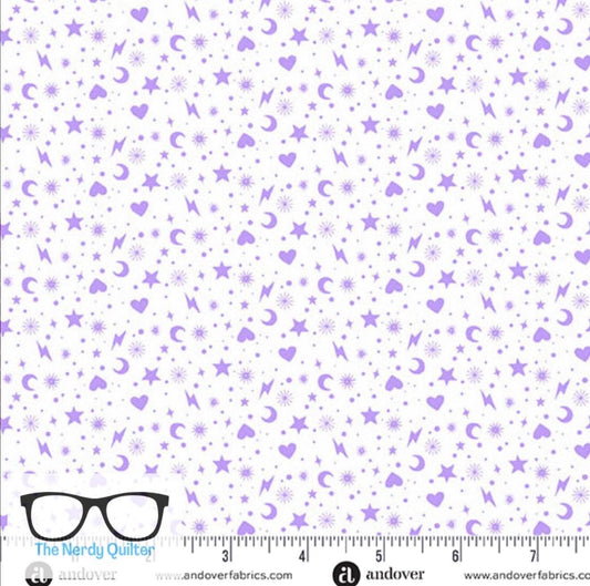 Preorder: Perfect Day Charm Toss in Purple by Libs Elliott for Andover A-10223-L - Sold by the Half Yard