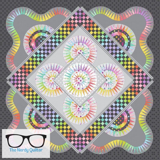 Brilliant Beauties of Joy Quilt Kit featuring Tula Pink Graywork and New True Colors - by Jacqueline De Jonge and BeColorful Quilts