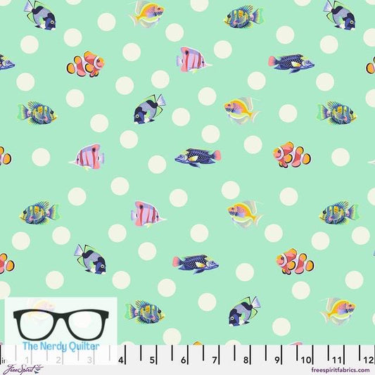 Preorder: Floral Reef School Crossing in Seafoam by Tula Pink for Freespirit - Sold by The Half Yard PWTP268.Seafoam