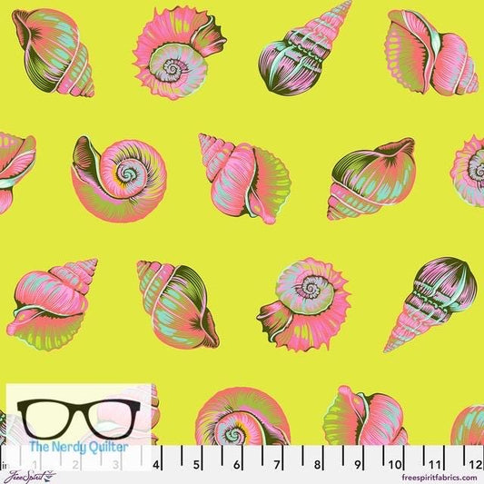 Preorder: Floral Reef Lil Shelly in Seagrass by Tula Pink for Freespirit - Sold by The Half Yard PWTP266.Seagrass