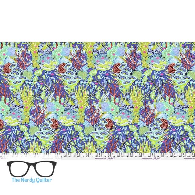 Preorder: Floral Reef Reef What You Sew in Marine by Tula Pink for Freespirit - Sold by The Half Yard PWTP264.Marine