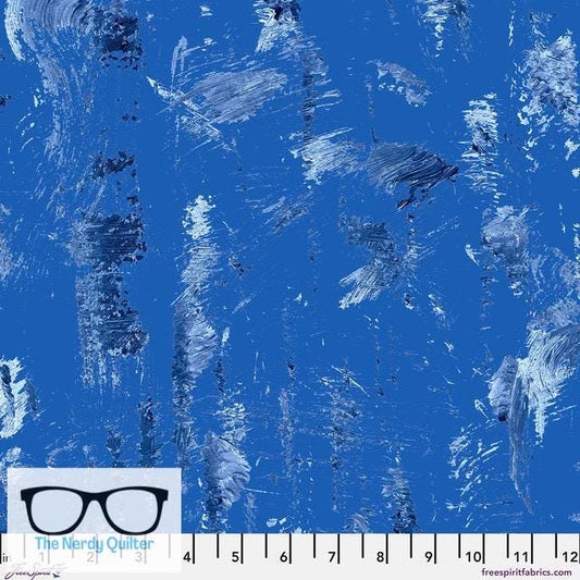 Preorder: Hue Brushstrokes in True Blue by Giucy Giuce for Freespirit - Sold by the Half Yard PWGG017.TRUEBLUE