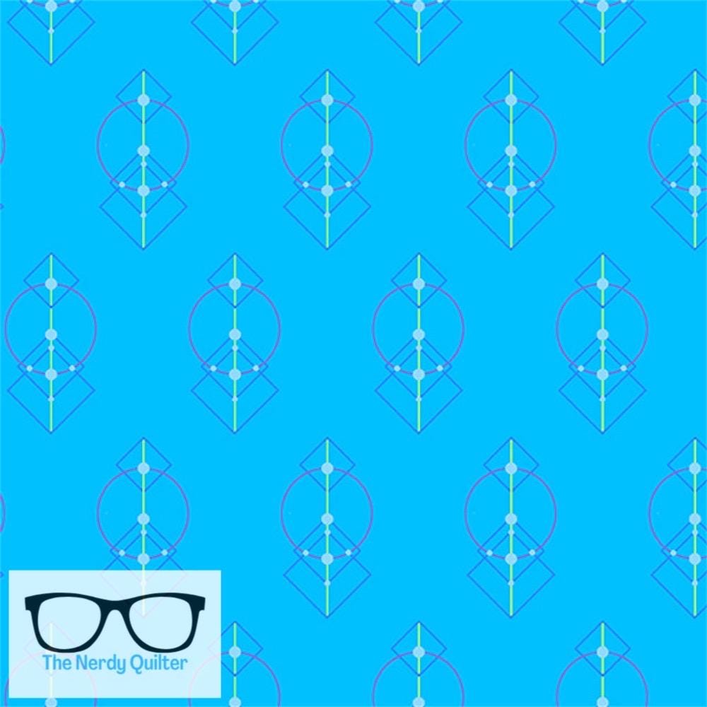 Deco Glo II Talisman in Blue Honeysuckle by Giucy Giuce for Andover - Sold by the Half Yard