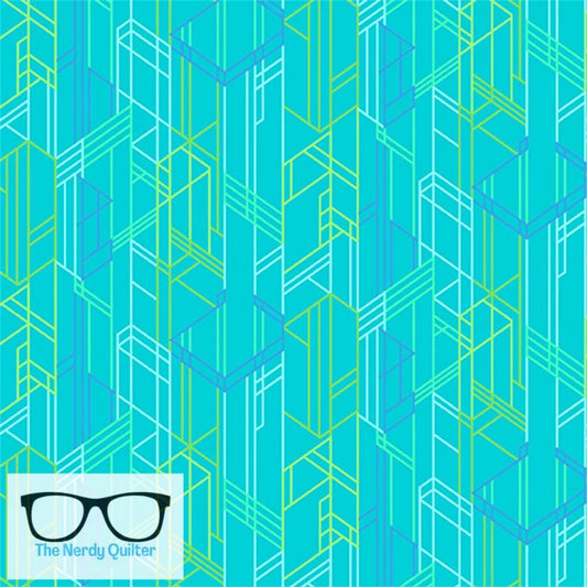 Deco Glo Meander in Name a Teal Fruit by Giucy Giuce for Andover - Sold by the Half Yard