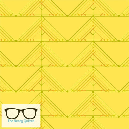 Deco Glo Geese in Lemon by Giucy Giuce for Andover - Sold by the Half Yard