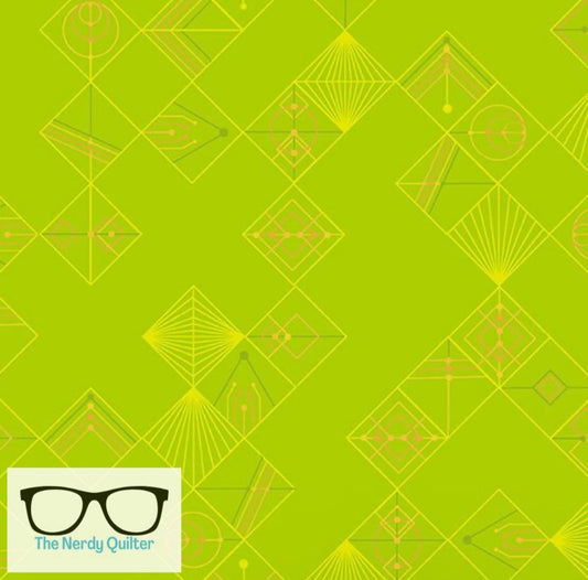 Deco Glo II Tiles in Lime by Giucy Giuce for Andover - Sold by the Half Yard