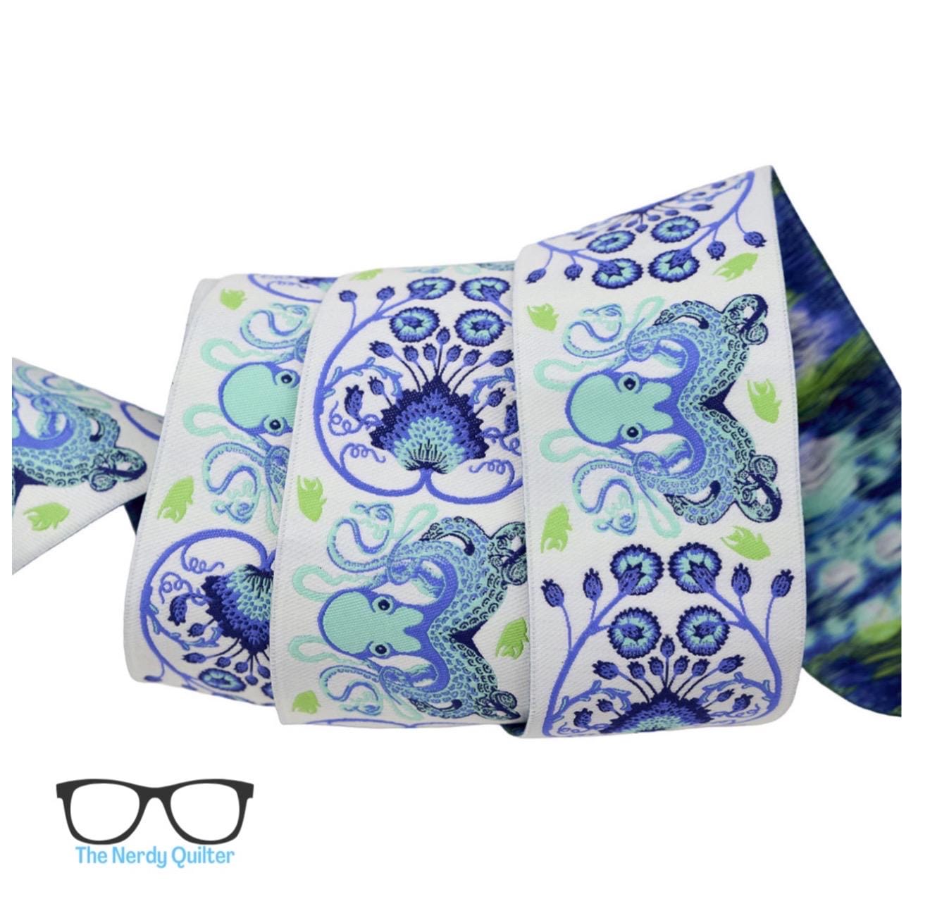 Preorder: Floral Reef Octogarden in Marine - 1-7/8" Renaissance Ribbons - Sold by the Yard