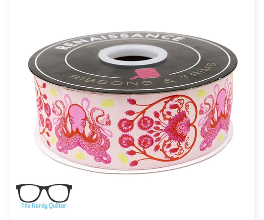 Preorder: Floral Reef Octogarden in Coralline - 1-7/8" Renaissance Ribbons - Sold by the Yard