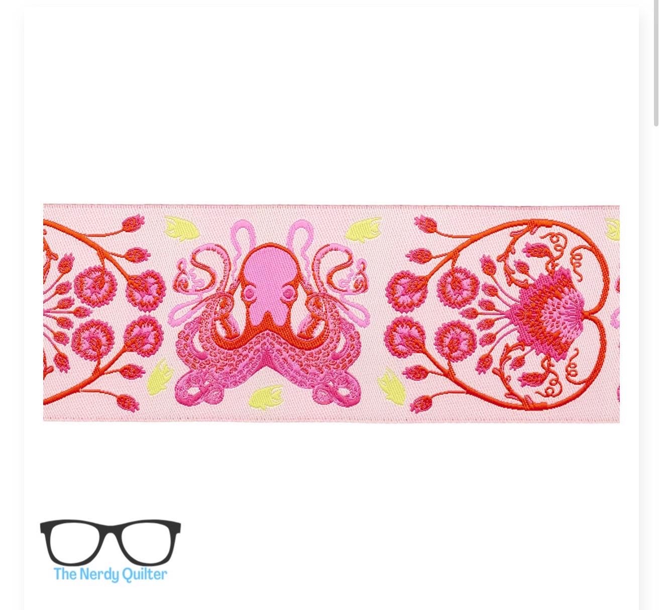 Preorder: Floral Reef Octogarden in Coralline - 1-7/8" Renaissance Ribbons - Sold by the Yard