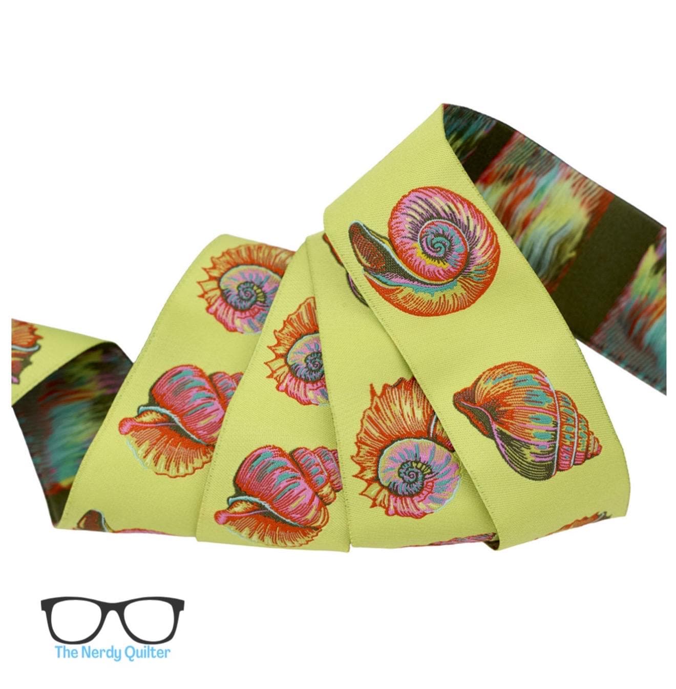 Preorder: Floral Reef Lil Shelly in Seagrass - 1-1/2" width Renaissance Ribbons - Sold by the Yard