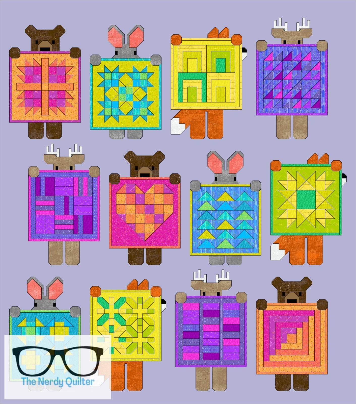 Preorder: Show and Tell Curated Quilt Kit by Elizabeth Hartman featuring Giucy Giuce Deco Glo and Libs Elliott Phosphor Electric and Glaze