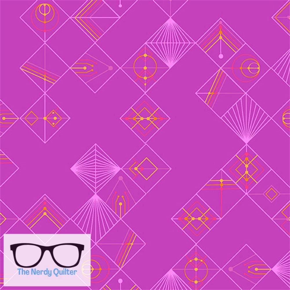 Deco Glo II Tiles in Sloe Plum by Giucy Giuce for Andover - Sold by the Half Yard