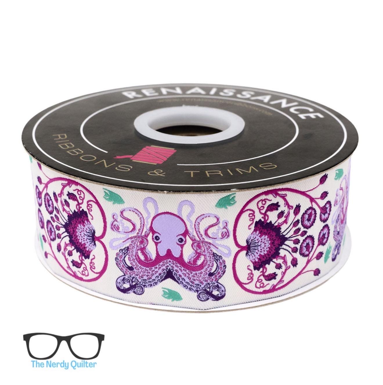 Preorder: Floral Reef Octogarden in Ultraviolet - 1-7/8" Renaissance Ribbons - Sold by the Yard