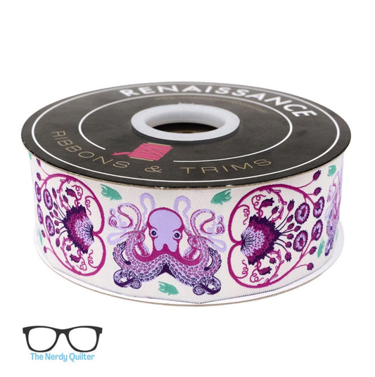 Preorder: Floral Reef Octogarden in Ultraviolet - 1-7/8" Renaissance Ribbons - Sold by the Yard