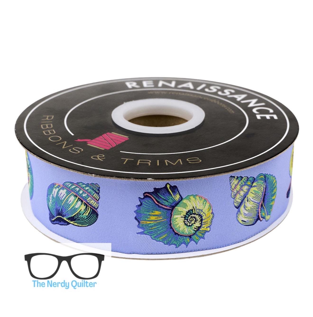 Preorder: Floral Reef Lil Shelly in Marine - 1-1/2" width Renaissance Ribbons - Sold by the Yard