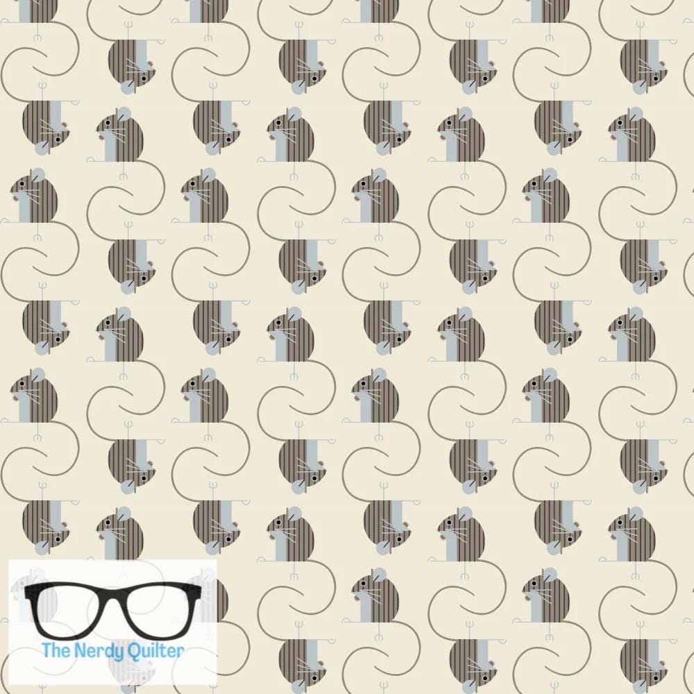 Preorder: Charley Harper Woodland Wonders Field Mouse in Cream Poplin by Charlie Harper for Birch Fabrics - Sold by the Half Yard