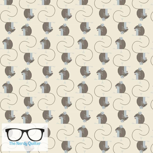 Preorder: Charley Harper Woodland Wonders Field Mouse in Cream Poplin by Charlie Harper for Birch Fabrics - Sold by the Half Yard