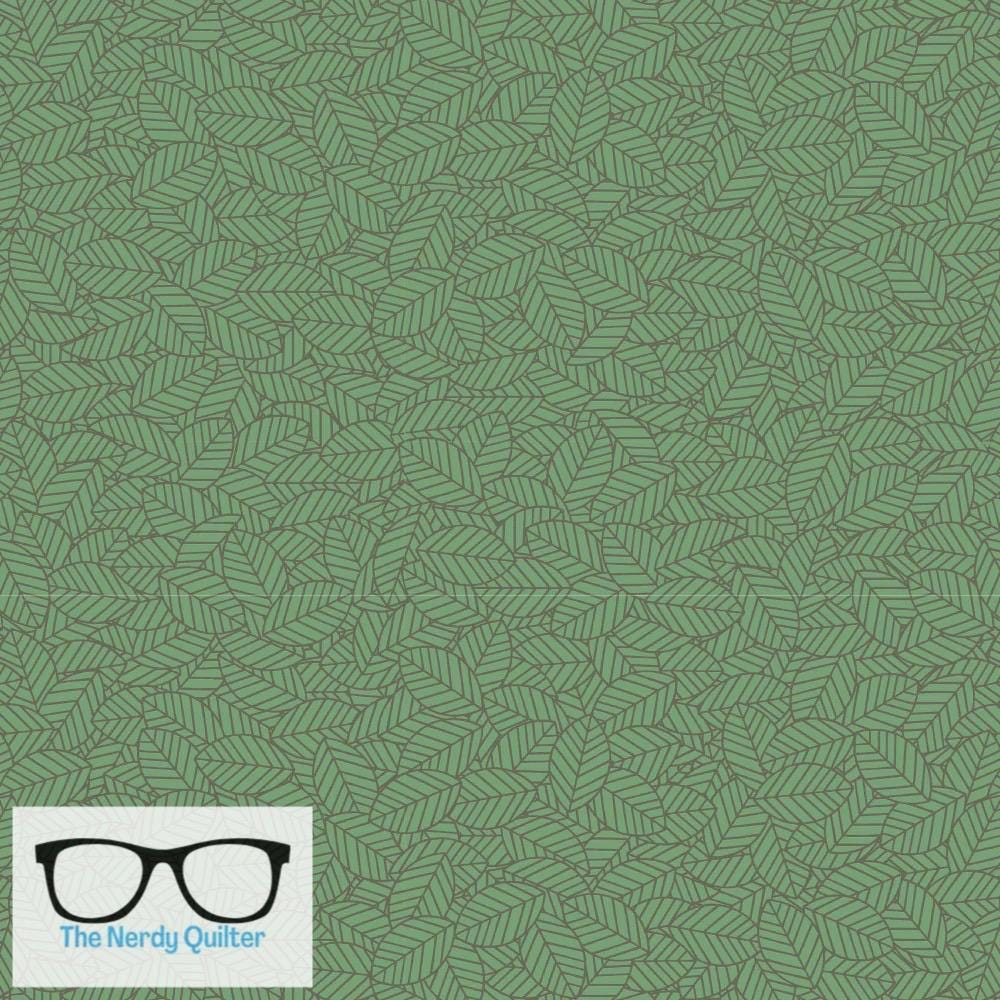 Preorder: Charley Harper Woodland Wonders Bed of Leaves in Jade Poplin by Charlie Harper for Birch Fabrics - Sold by the Half Yard