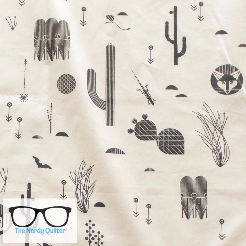 Preorder: Charley Harper The Desert Desert Silhouettes in Cream Poplin by Charlie Harper for Birch Fabrics - Sold by the Half Yard