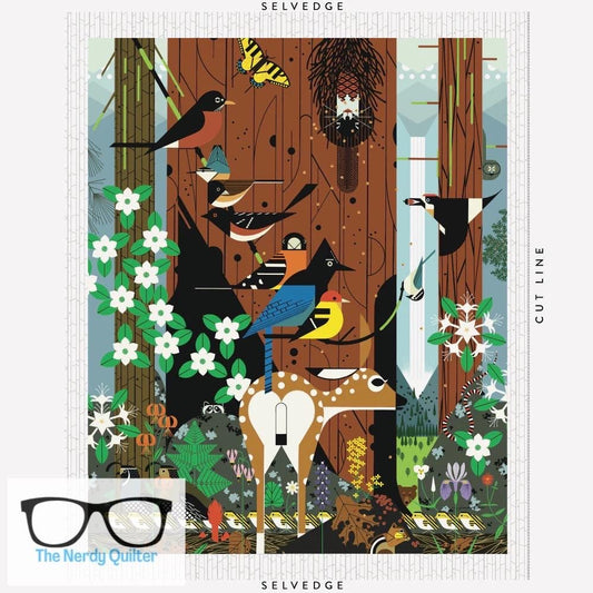 Preorder: Charley Harper Sierra Range Poster Panel Digital Poplin by Charlie Harper for Birch Fabrics