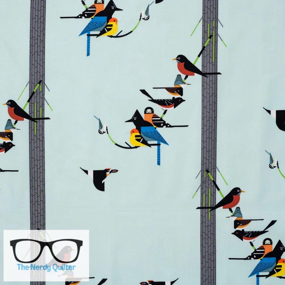 Preorder: Charley Harper Sierra Range Birds on Pine Poplin by Charlie Harper for Birch Fabrics - Sold by the Half Yard