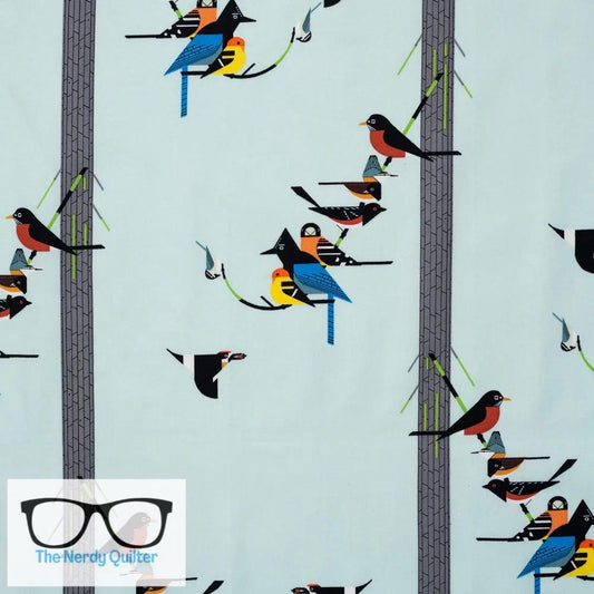 Preorder: Charley Harper Sierra Range Birds on Pine Poplin by Charlie Harper for Birch Fabrics - Sold by the Half Yard