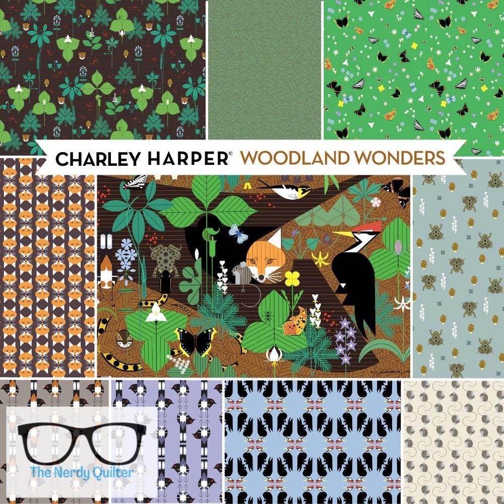 Preorder:Charley Harper Woodland Wonders Spotted Tail Blackbird in Shroom Poplin by Charlie Harper for Birch Fabrics - Sold by the Half Yard