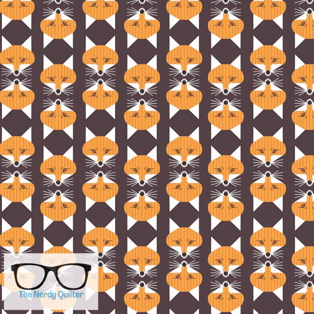 Preorder: Charley Harper Woodland Wonders Fox Face in Raisin Poplin by Charlie Harper for Birch Fabrics - Sold by the Half Yard
