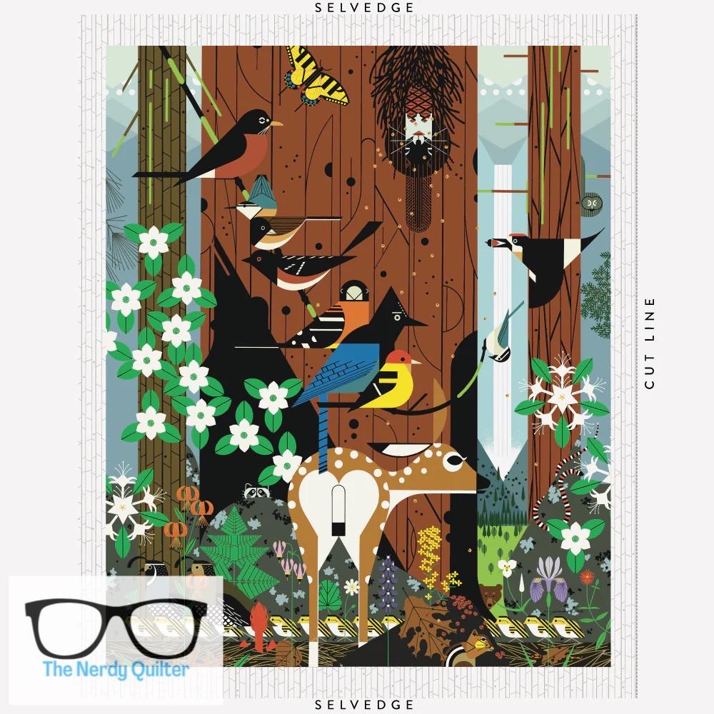 Preorder: Charley Harper Sierra Range Bundle and  Panel Poplin by Charley Harper for Birch Fabrics