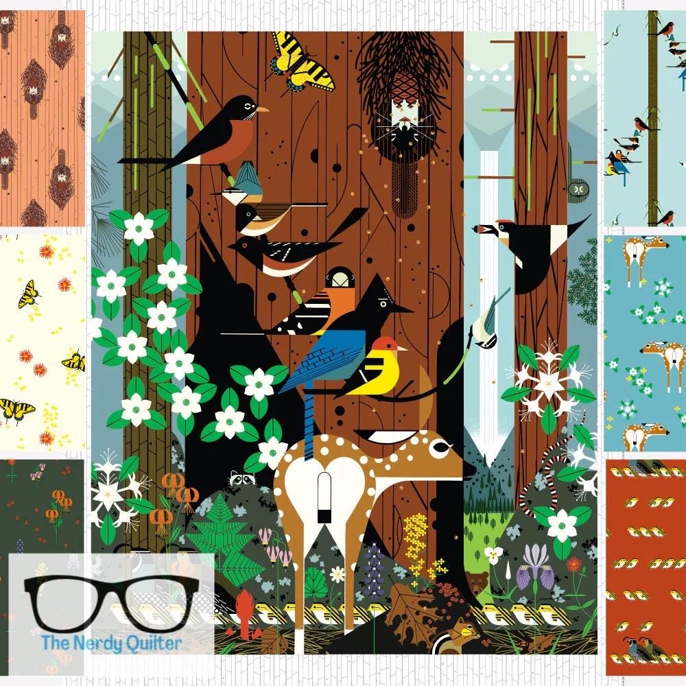 Preorder: Charley Harper Sierra Range Bundle and  Panel Poplin by Charley Harper for Birch Fabrics