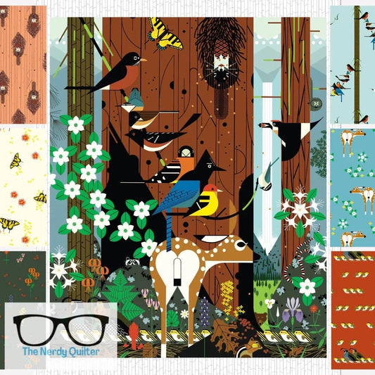 Preorder: Charley Harper Sierra Range Bundle and  Panel Poplin by Charley Harper for Birch Fabrics