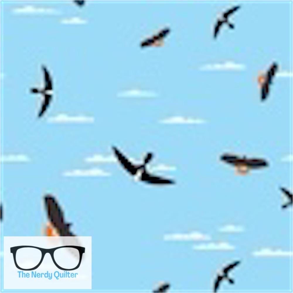 Charley Harper Soaring Santa Rosa Poplin by Charlie Harper for Birch Fabrics - Sold by the Half Yard