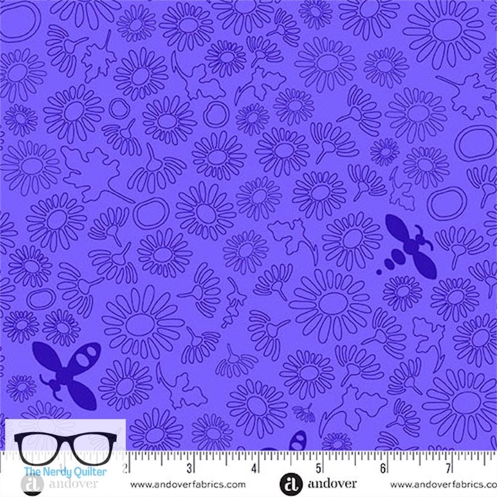 Preorder: Color Camp Dusk Bee in Violet by Alison Glass for Andover - Sold by The Half Yard A-10431-P1