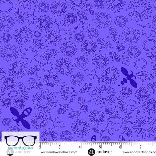 Preorder: Color Camp Dusk Bee in Violet by Alison Glass for Andover - Sold by The Half Yard A-10431-P1
