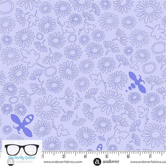Preorder: Color Camp Dusk Bee in Lighter Violet by Alison Glass for Andover - Sold by The Half Yard A-10431-P