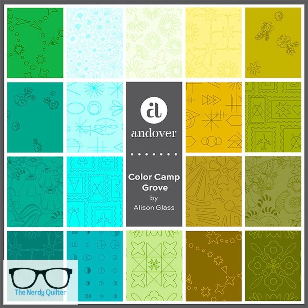 Preorder: Color Camp Grove Bandana in Dark Toad by Alison Glass for Andover - Sold by The Half Yard A-10428-G