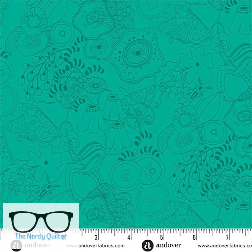 Preorder: Color Camp Grove Tangle in Teal by Alison Glass for Andover - Sold by The Half Yard A-10420-T