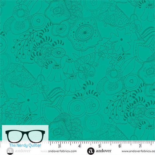 Preorder: Color Camp Grove Tangle in Teal by Alison Glass for Andover - Sold by The Half Yard A-10420-T
