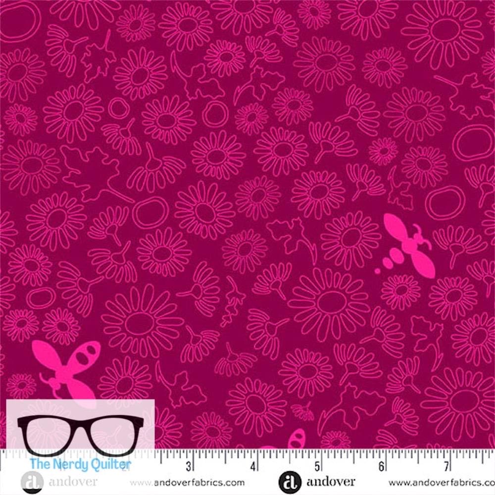 Preorder: Color Camp Bloom Bee in Dark Peony by Alison Glass for Andover - Sold by The Half Yard A-10431-R