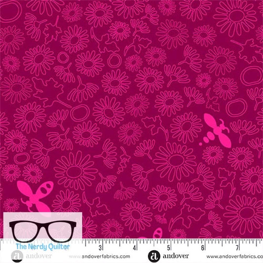 Preorder: Color Camp Bloom Bee in Dark Peony by Alison Glass for Andover - Sold by The Half Yard A-10431-R