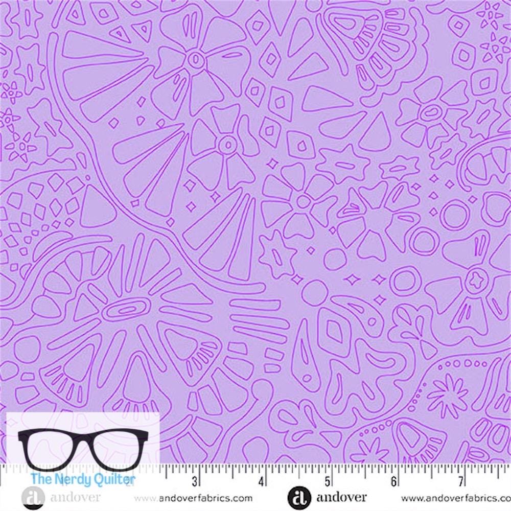 Preorder: Color Camp Bloom Veil in Light Pansy Pansy by Alison Glass for Andover - Sold by The Half Yard A-10426-P2
