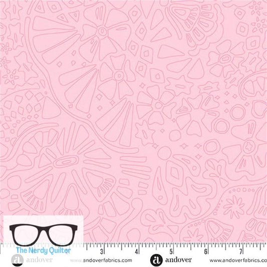 Preorder: Color Camp Bloom Veil in Llighter Strawberry  by Alison Glass for Andover - Sold by The Half Yard A-10426-E